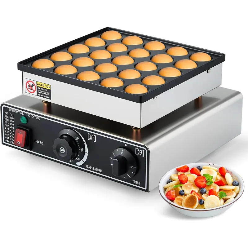 Mini Waffle Maker Machine - เครื่องทำแพนเค้กขนาดเล็กเชิงพาณิชย์ 25 ชิ้น เครื่องทำมัฟฟินดัตช์ 950 วัตต์