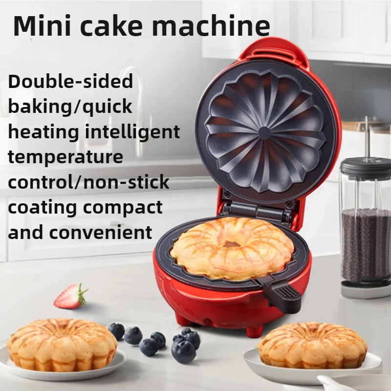 Mini Waffle Maker Machine - เครื่องทำอาหารเช้าที่บ้าน เครื่องอบขนม เครื่องปิ้งขนมปังสองด้านขนาดเล็ก ทำความสะอาดง่าย ควบคุมอุณหภูมิอัจฉริยะ เครื่องทำเค้ก