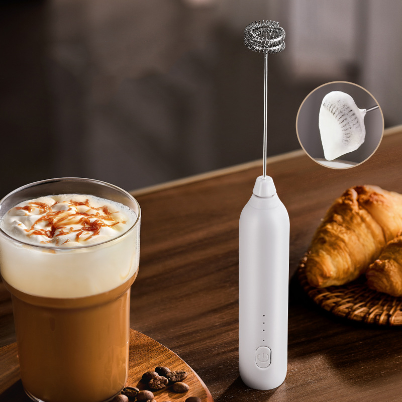 Electric Milk Frother Handheld - เครื่องตีฟองนมไฟฟ้าสำหรับทำกาแฟ เครื่องตีไข่แบบมือถือ สำหรับใช้ในบ้าน เครื่องผสมครีมกาแฟและเครื่องทำฟองนม อุปกรณ์ผสมอาหารอัตโนมัติในครัว