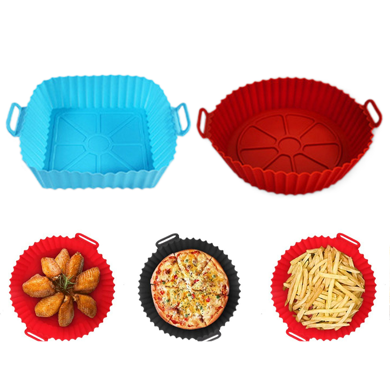 Air Fryer Silicone Pot Liner - แม่พิมพ์ซิลิโคนสำหรับทอดอาหาร ถาดซิลิโคนสำหรับหม้อทอดไร้น้ำมัน ถาดอบแบบใช้ซ้ำได้ ถาดอบพิซซ่าแบบไม่ติดกระทะ อุปกรณ์ครัวสำหรับเตาอบ TMZ