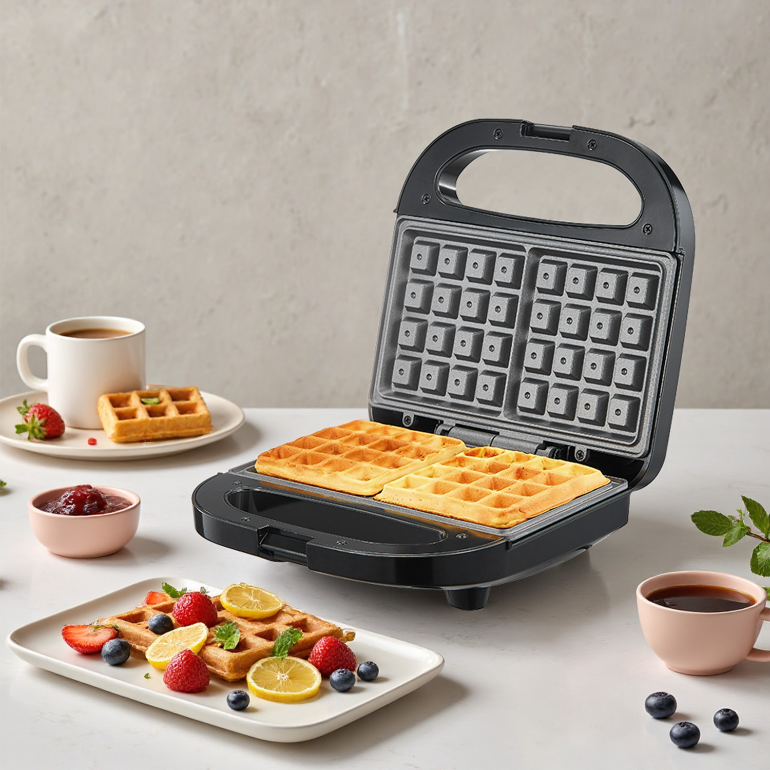 เครื่องทำวาฟเฟิลเบลเยียม 2 ชิ้ - Mini Waffle Maker Machine บทวิจารณ์และราคา