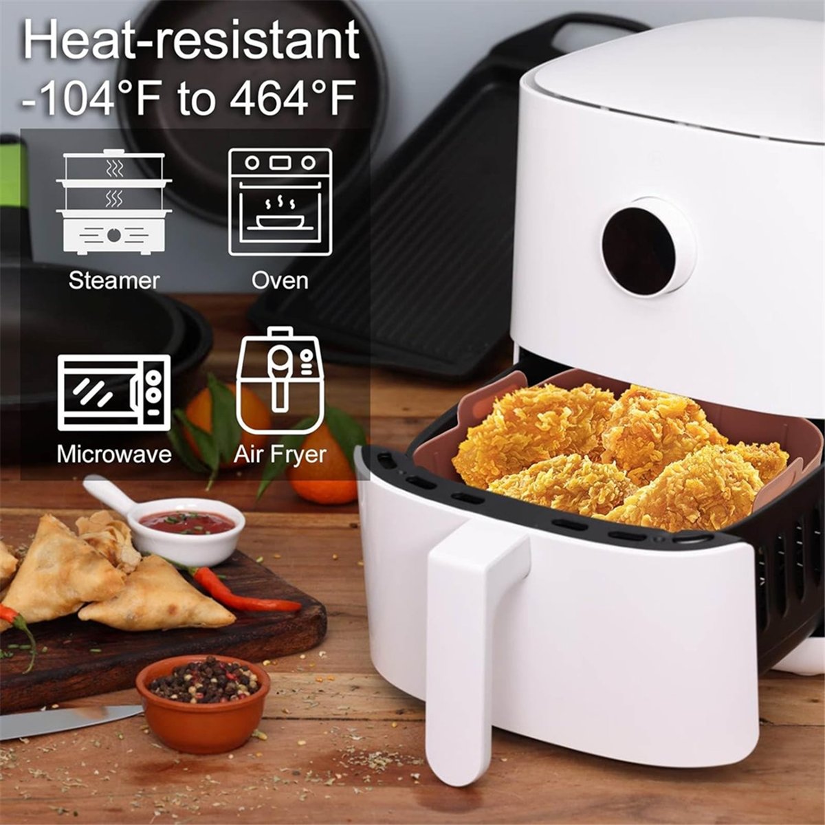 แผ่นรองซิลิโคนสำหรับหม้อทอดไร้ - Air Fryer Silicone Pot Liner บทวิจารณ์และราคา