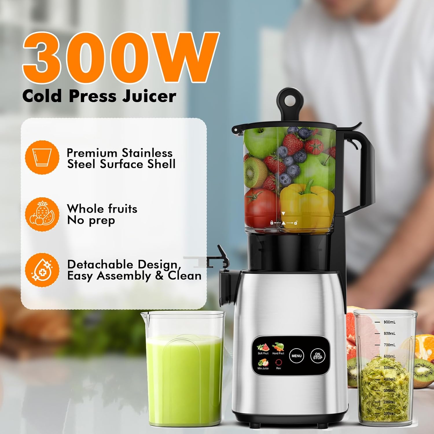 เครื่องคั้นน้ำผลไม้แบบสกัดเย็น - Electric Slow Juicer Cold Press บทวิจารณ์และราคา